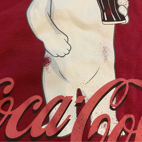 Coca Cola Red Sweatshirt Women’s Medium Polar Bear Graphic Cotton Blend Cozy - Picture 3 of 9